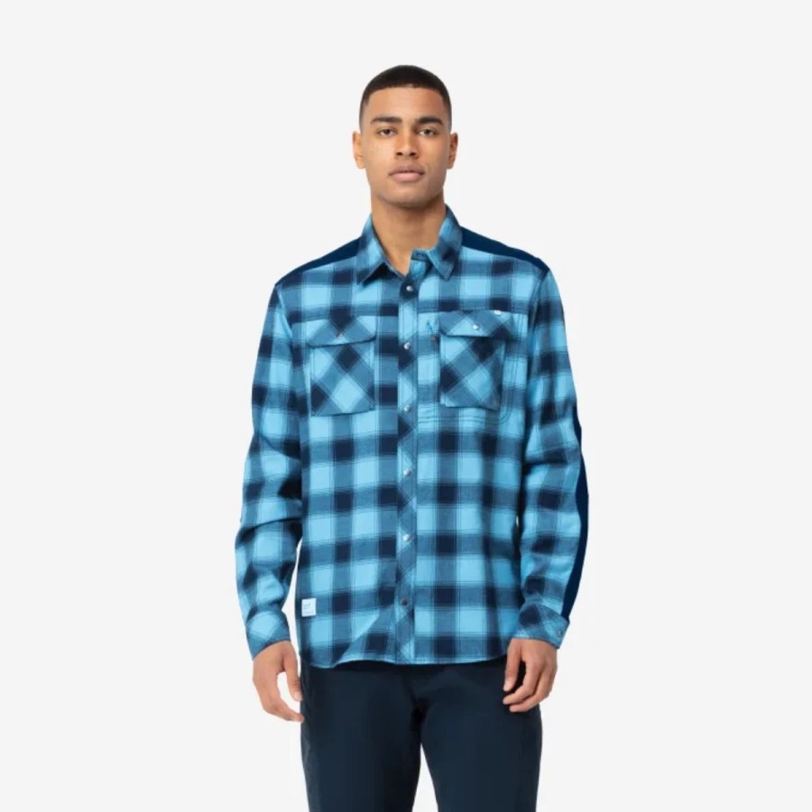 Mens * | Norrona Svalbar Flannel Shirt Mens Multi Navy