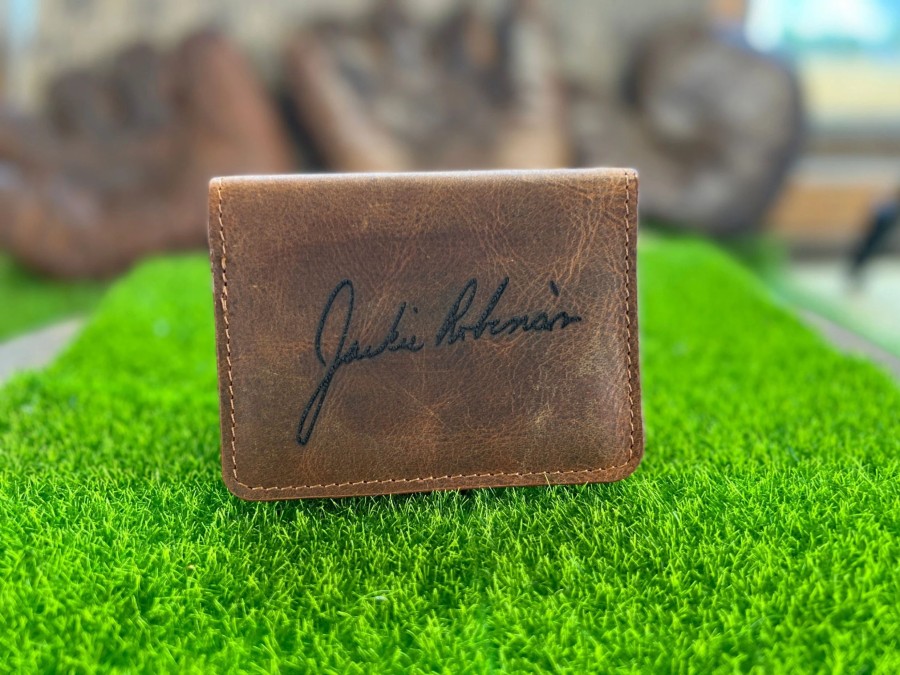 Clearance Aisle * | Whenitwasagame Baseballglovewallets.Com Jackie Robinson Card / Cash Lasered Signature Wallet