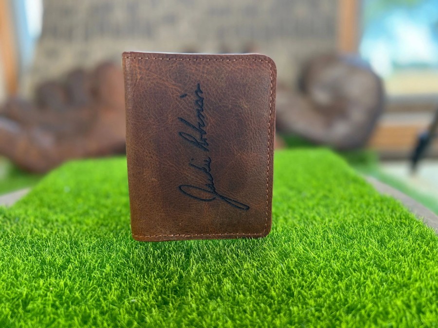 Clearance Aisle * | Whenitwasagame Baseballglovewallets.Com Jackie Robinson Card / Cash Lasered Signature Wallet