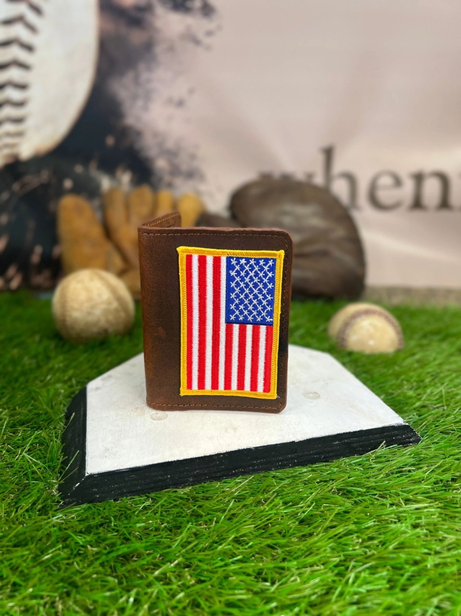 Clearance Aisle * | Whenitwasagame Baseballglovewallets.Com U.S.A Flag Card / Cash Wallet