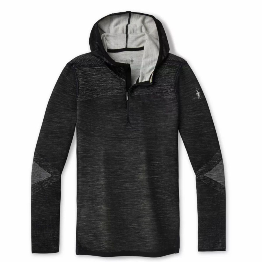 Mens * | Smartwool Intraknit Merino 200 1/2 Zip Hoodie Mens Black