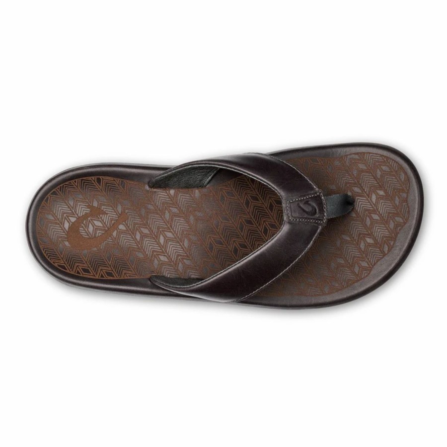 Mens * | Olukai 'Ilikai Sandals Mens Charcoal