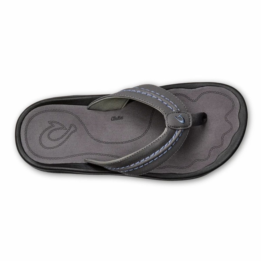 Mens * | Olukai Hokua Sandals Mens Charcoal