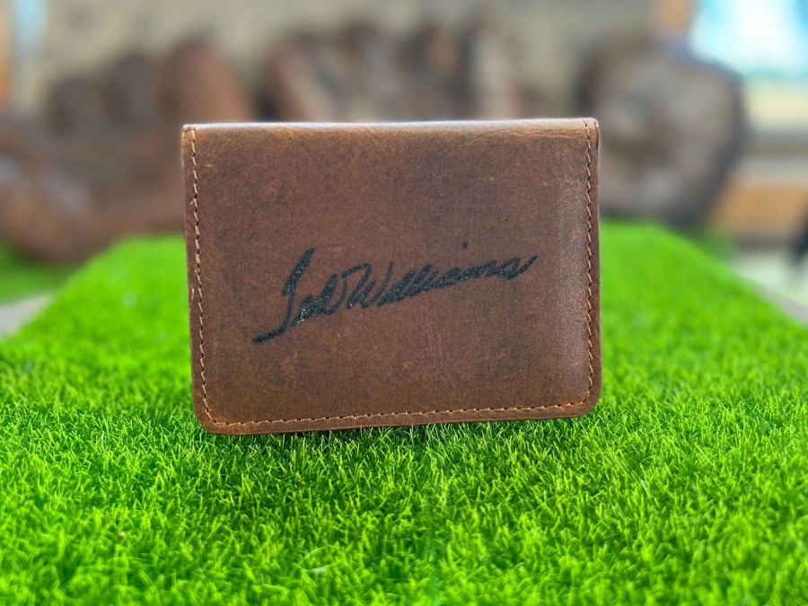 Clearance Aisle * | Whenitwasagame Baseballglovewallets.Com Ted Williams Card / Cash Lasered Signature Wallet