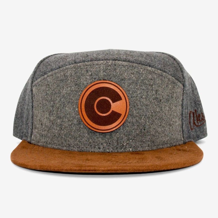 Mens * | Aksels Co Leather C Camper Snapback Hat Multi Gray