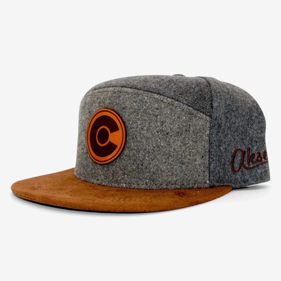 Mens * | Aksels Co Leather C Camper Snapback Hat Multi Gray