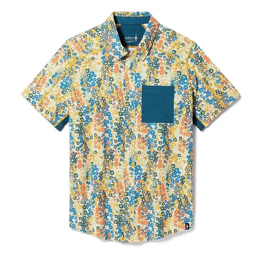 Mens * | Smartwool Printed Short-Sleeve Button Down Mens Multi Cream