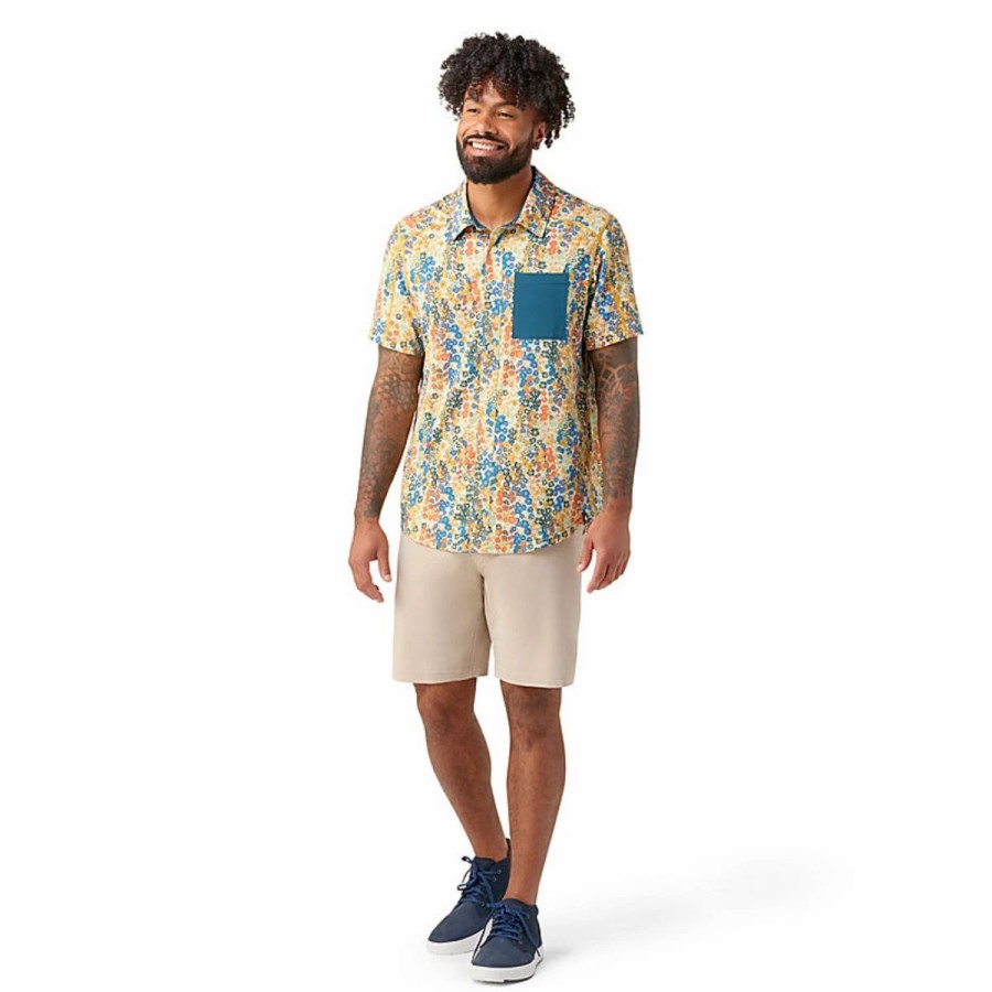 Mens * | Smartwool Printed Short-Sleeve Button Down Mens Multi Cream