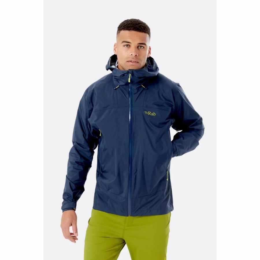 Mens * | Rab Downpour Plus 2.0 Waterproof Jacket Mens Navy