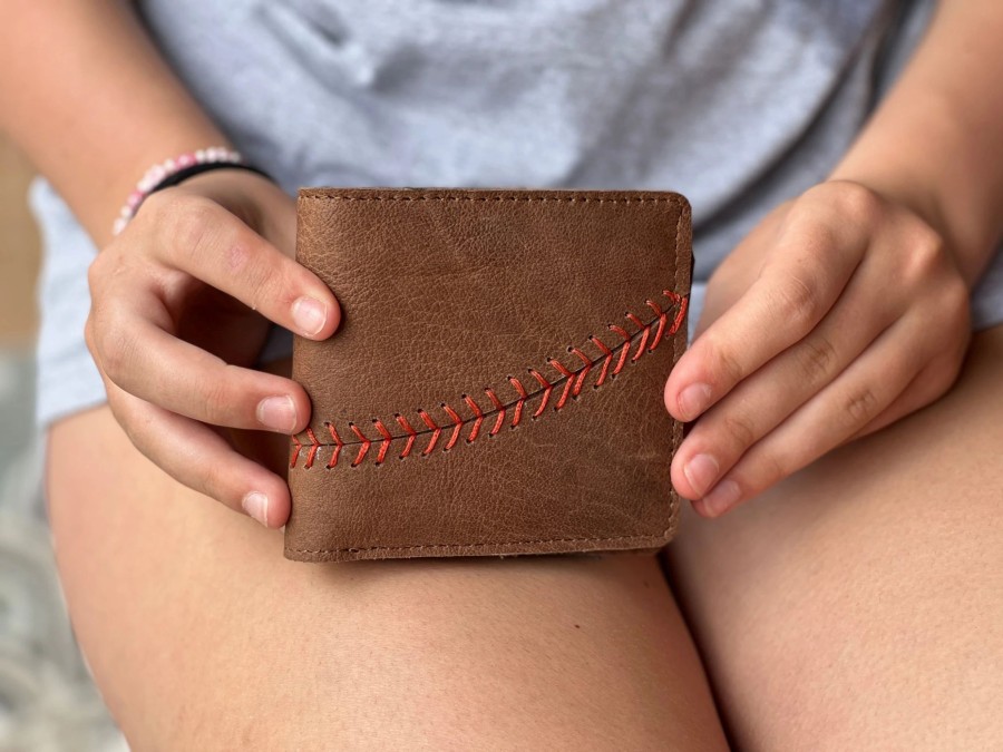 Clearance Aisle * | Whenitwasagame Baseballglovewallets.Com Triple Play Wallet Red Baseball Stitching