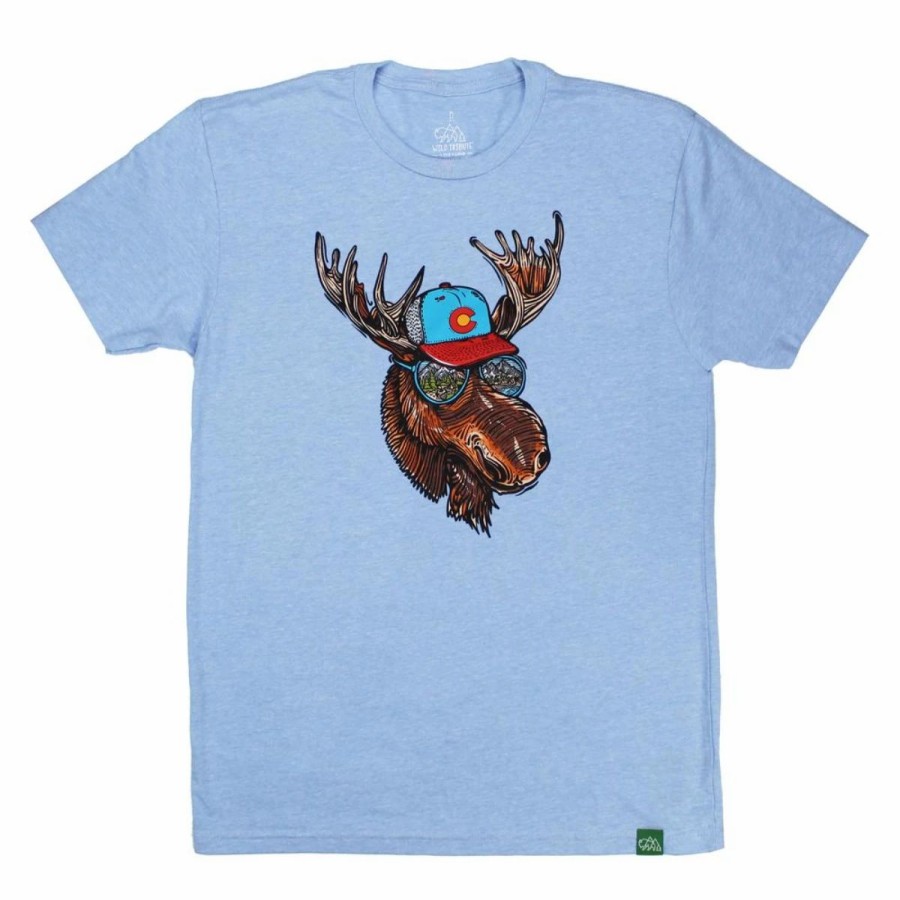 Mens * | Wild Tribute Rocky The Moose Colorado T-Shirt Lt Blue