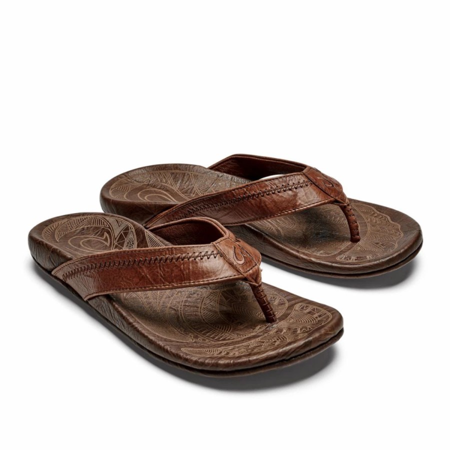 Mens * | Olukai Hiapo Sandals Mens Brown