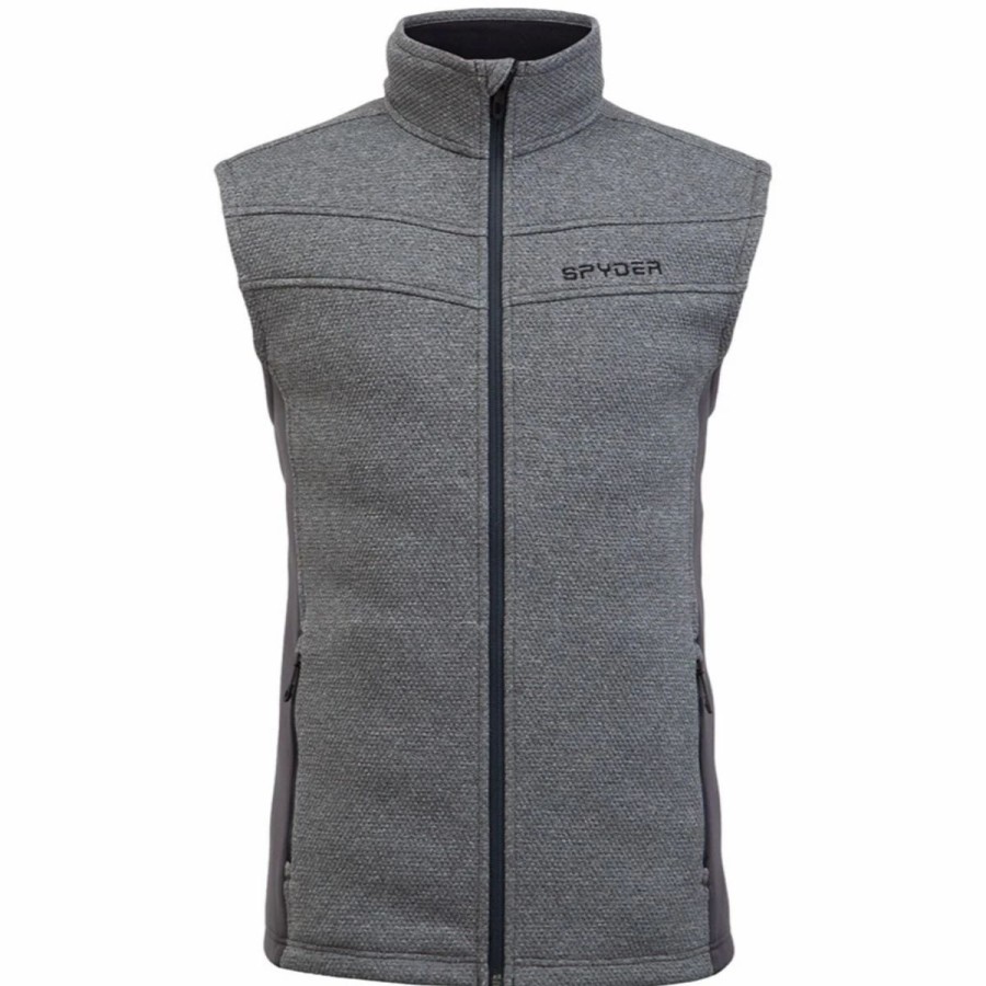 Mens * | Spyder Encore Fleece Vest Mens Charcoal