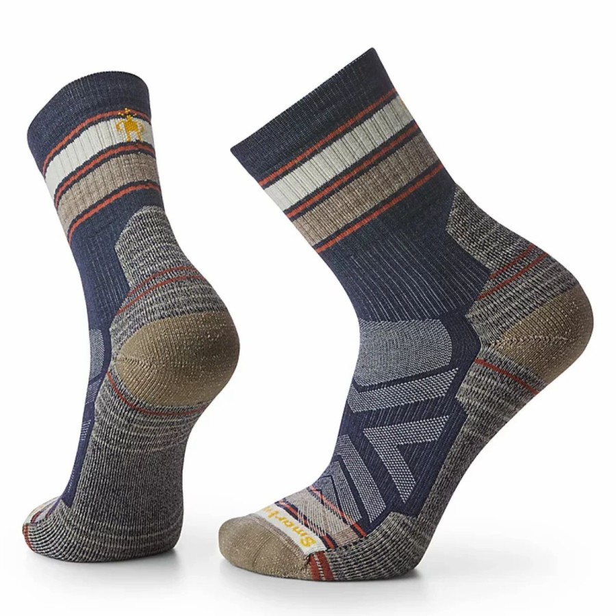 Mens * | Smartwool Hike Stripe Light Crew Sock Mens Multi Navy