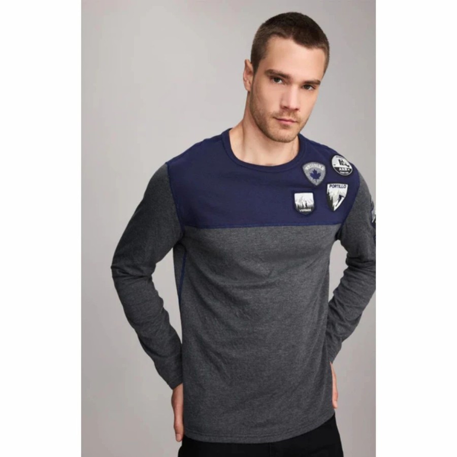 Mens * | Alp N Rock Ski Patch Crewneck Shirt Mens Multi Charcoal